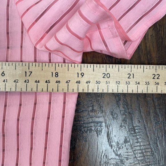 J. Crew Top 2 Pink Semi-Sheer Striped Short Sleeve Blouse Women's - Picture 8 of 11